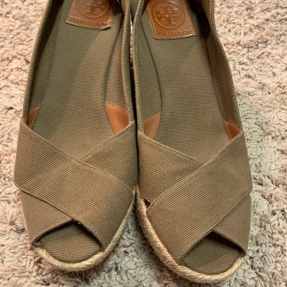 Tory Burch Peep Toe Heeled Espadrilles